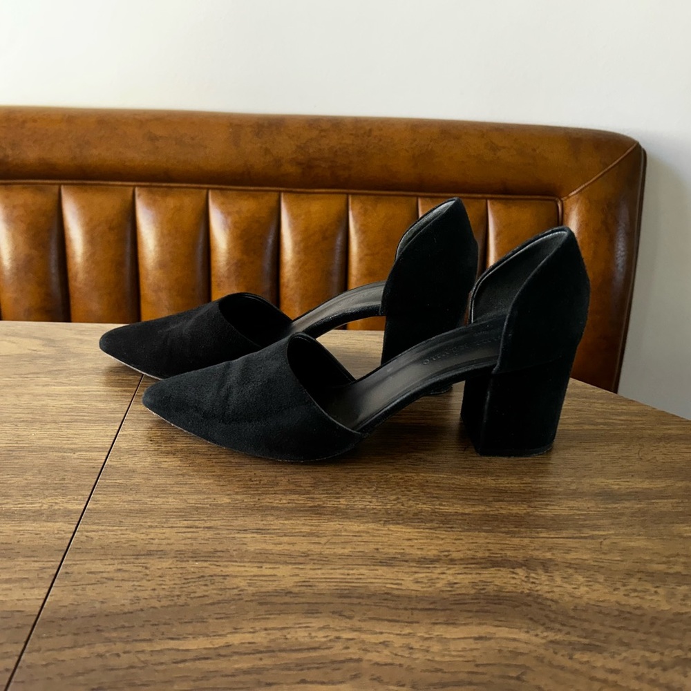 Jenni Kayne Black Suede Block Heel Pumps